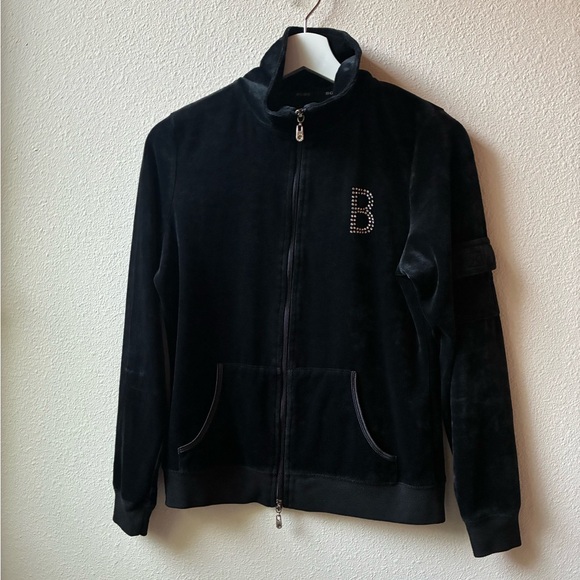 EUC Y2K BCBG Black Velvet Track Jacket (Size:M) - Picture 7 of 11